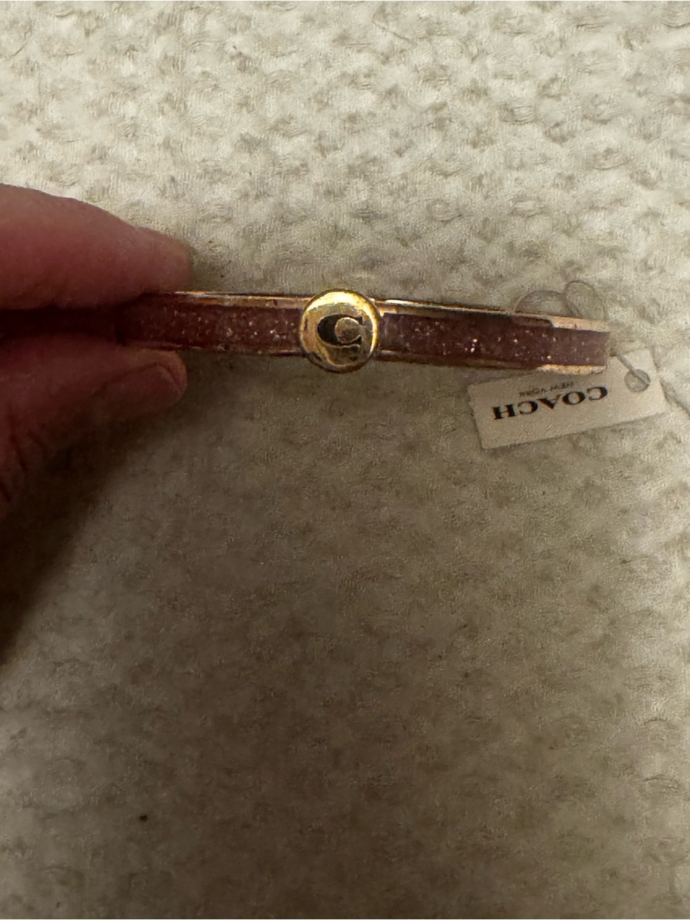 Coach Gold-Tone Pink Glitter C Initial Bangle Bracelet F39599 - Picture 12 of 15
